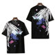Summer new super Mary T-shirt COS color matching angel wings short sleeve men and women printed half sleeve feather couple wear