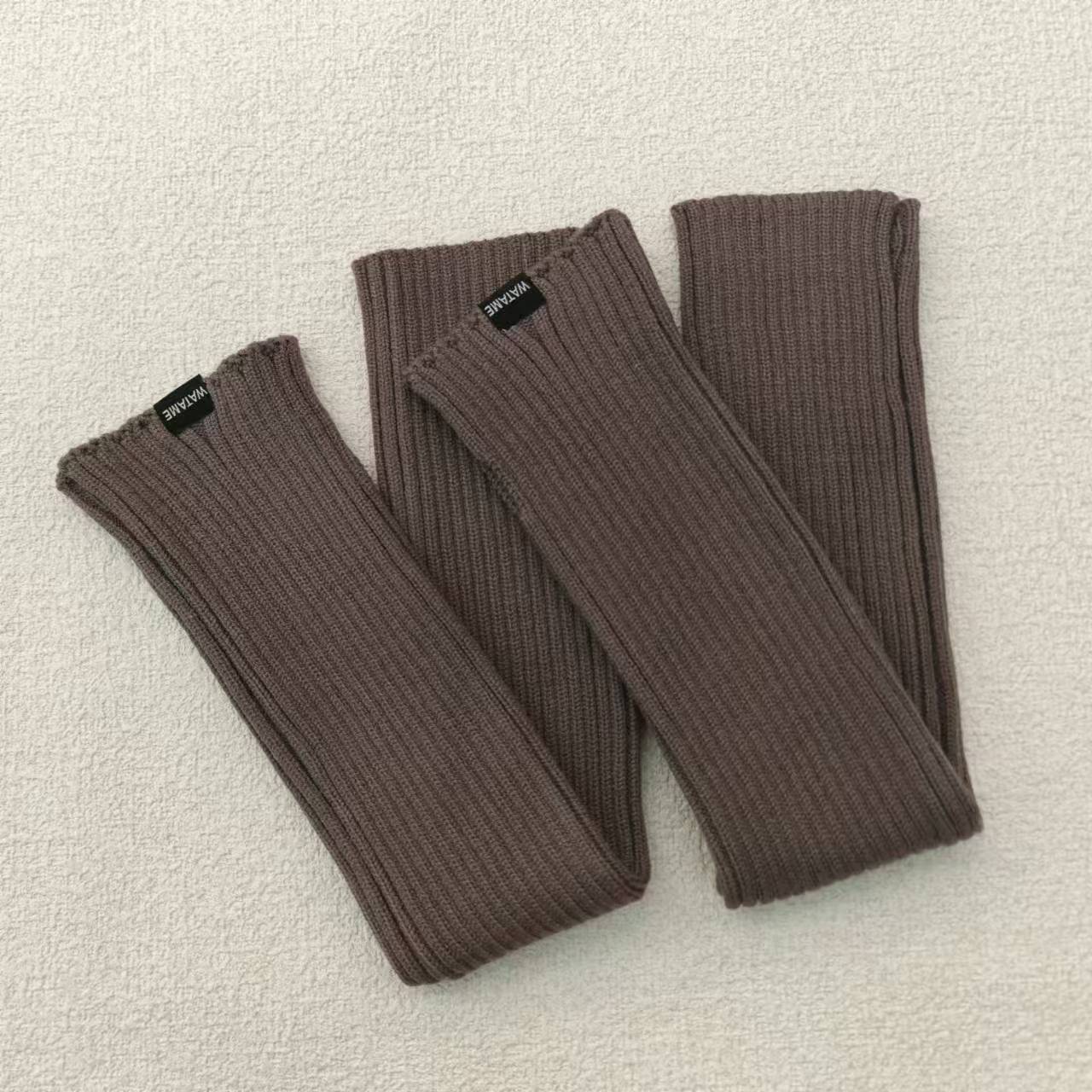 Mangas montadas al sol de imitación, medias mangas de lana de punto cálido, guantes de brazo de protección contra el frío de pantalla sin dedos elásticos de otoño e invierno para mujer