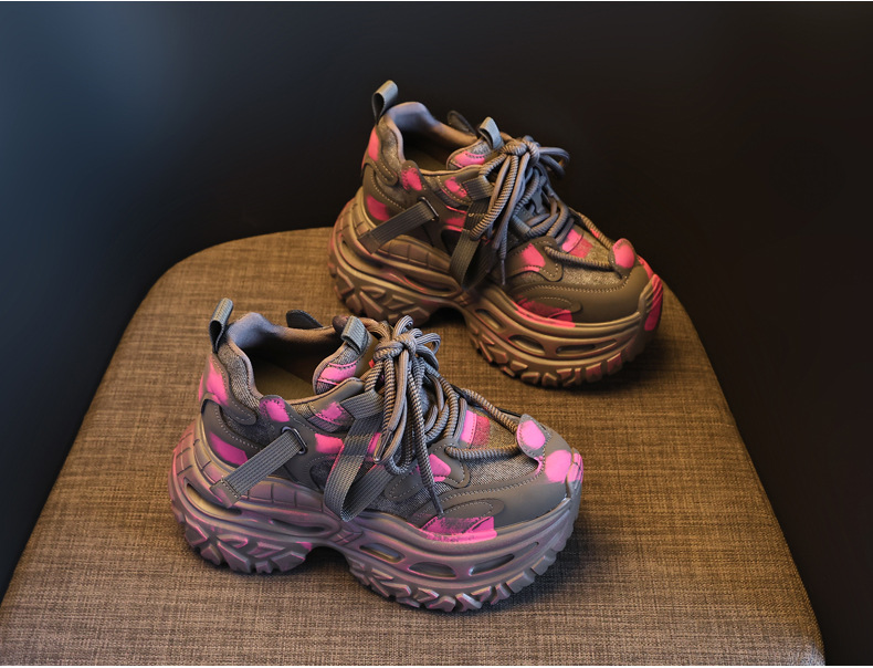 Giày sneaker nữ chunky đế dày nâng chiều cao phong cách Hàn Quốc — màu đen chi tiết 5