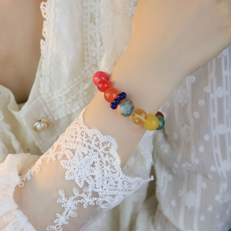 Cristal de color Brasil Duobo color pulsera de cristal de cabello de moda femenina Fukuoka un anillo pulsera para regalar a amigos