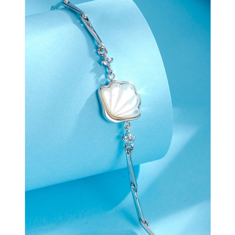 S925 pulsera de concha de plata esterlina de las mujeres Luz nicho de lujo diseño de alta gama sentimiento una pulsera de concha regalo para novia