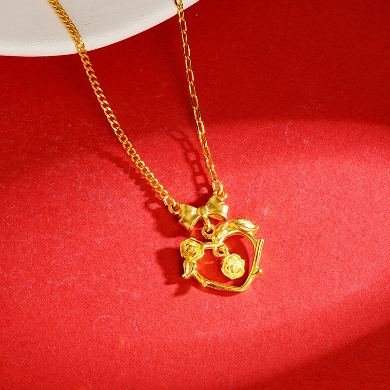 Corazón arco collar Rosa vid Vietnam arena joyería de oro estilo nacional accesorios a juego retro dulce suministro