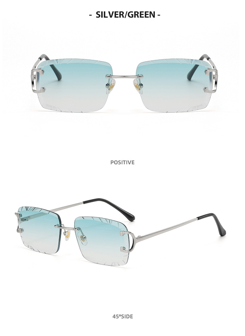 Outdoor Occasion Streetwear Solid Color PC UV400 Protection Square Frameless Women's Sunglasses