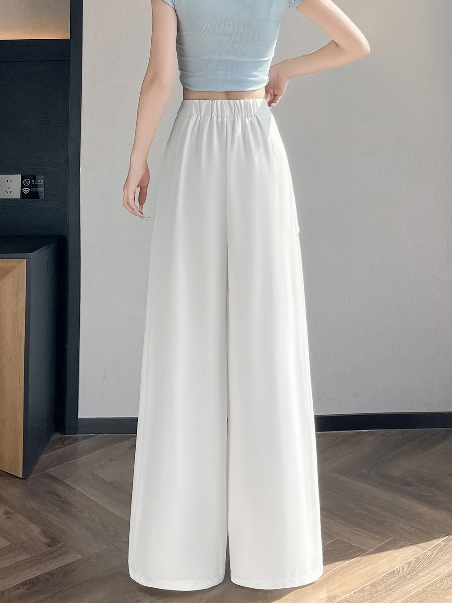 Quần culottes nữ ống rộng phối mảnh giả hai dây, cạp cao tạo dáng thon gọn — Xám kéo dài