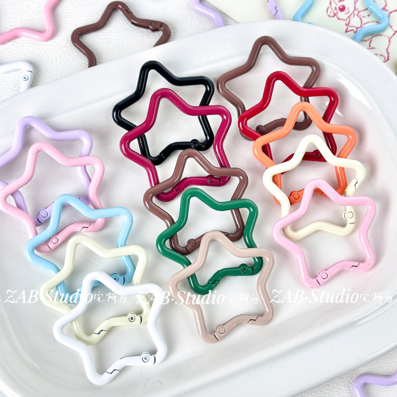 彩色星星烤漆金属弹簧扣包挂钥匙扣头串珠手工diy材料饰品配件|undefined
