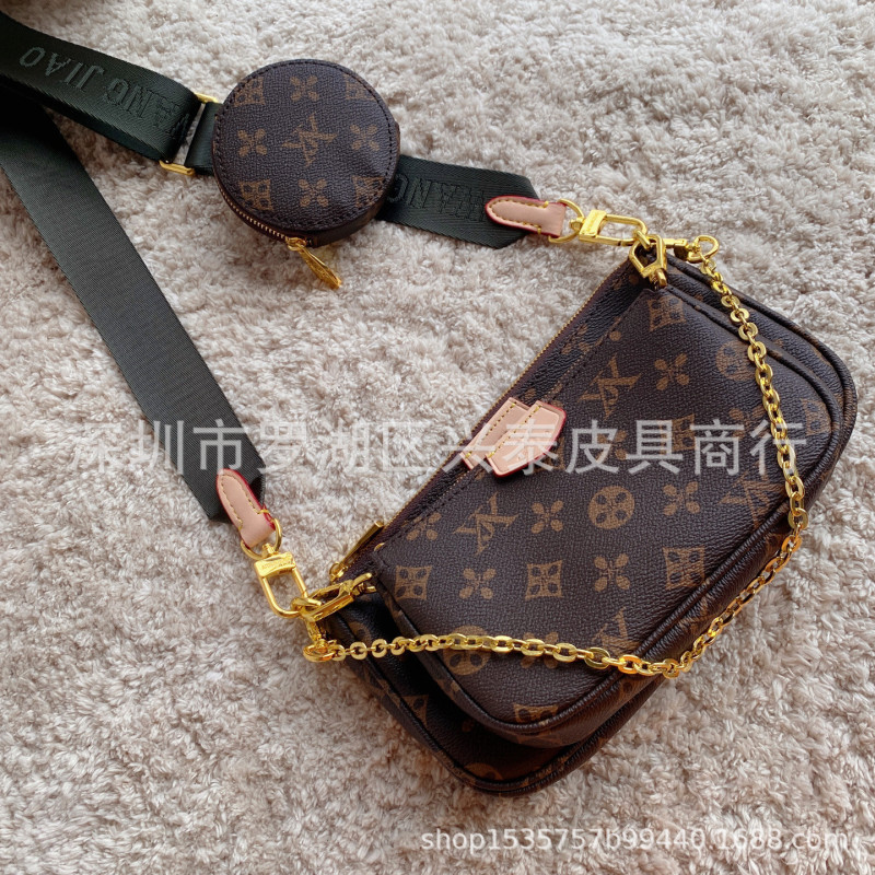 2025新型老花Logo & lv三合一麻将包片肩斜めショルダー変色牛革本革女性バッグ|undefined
