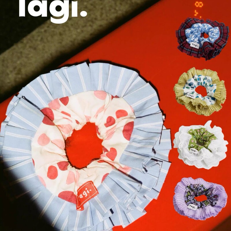 Tagi.画家甜甜圈拷边条纹格纹拼色层大肠发圈发饰头饰|undefined