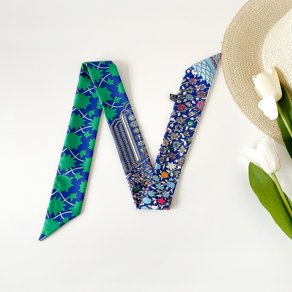 Women's Elegant Retro Printing Bag Satin Silk Scarf display picture 35