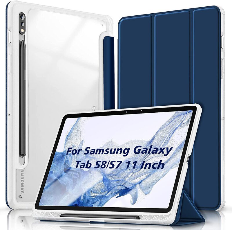 Suitable for Tab S8/S7 Tablet Case 11inch S8+ Fully Transparent Acrylic with Pen Slot Samsung A8 Protective Cover