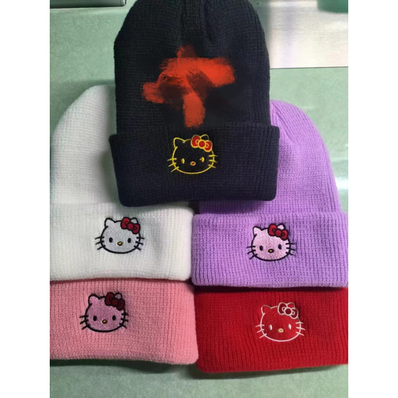 新商品のかわいいクロミ保温帽刺繍ニット帽欧米のアニメ猫の毛糸帽子カップルの帽子|undefined
