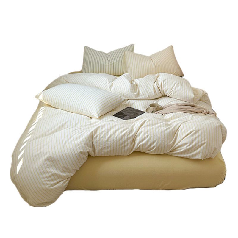 2025 nuevo traje de cama de cuatro piezas de algodón funda de edredón de algodón lavado sábana de algodón traje de dormitorio de tres piezas