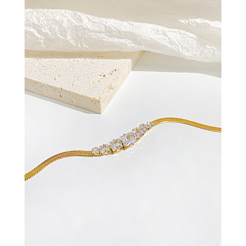 Simple Style Geometric Stainless Steel Inlay Zircon Bracelets 1 Piece