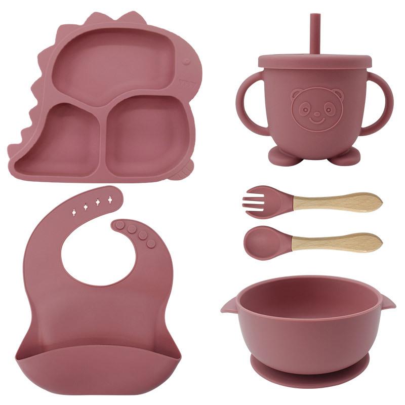 Baby Products Factory Vajilla para bebés Juego de vajilla de silicona para recién nacidos Juego de vajilla para niños de dibujos animados Juego de complementos alimenticios