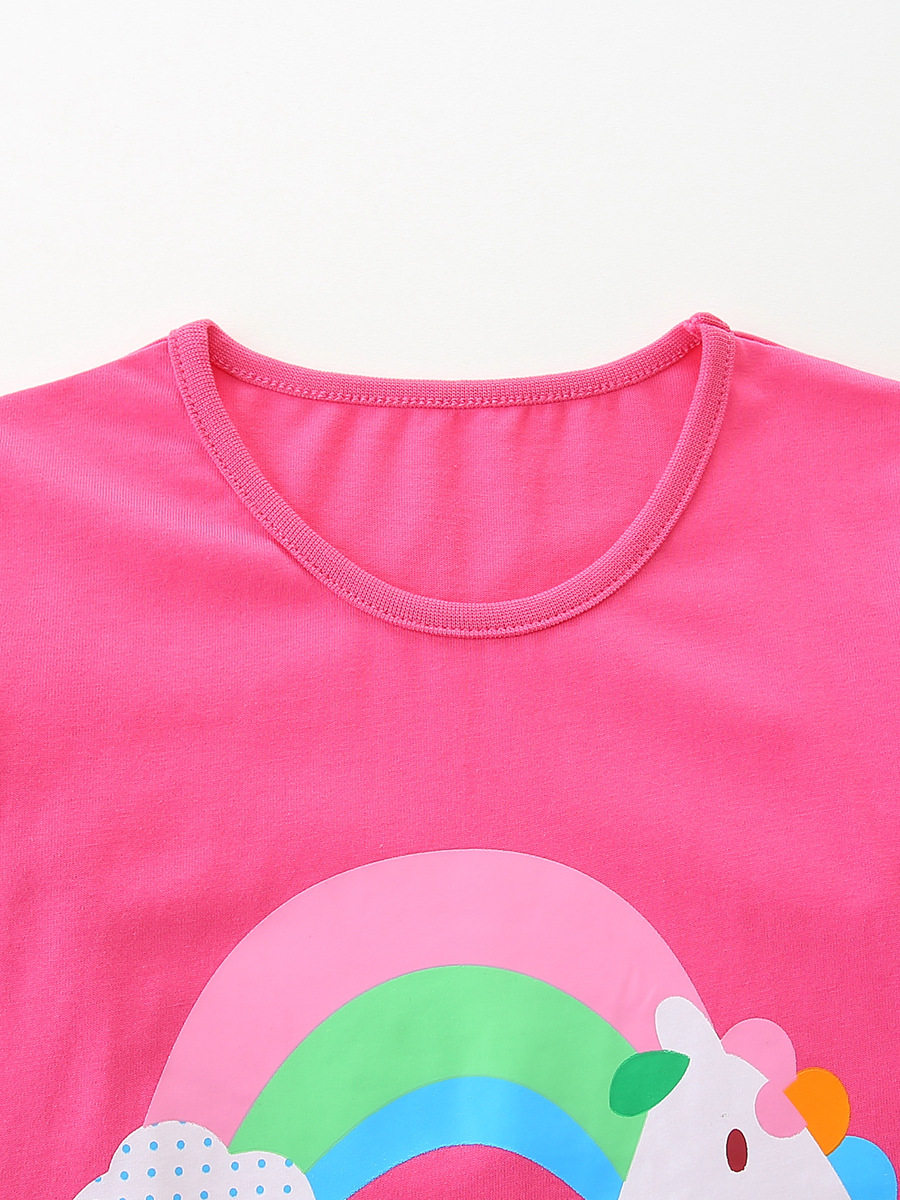 26 nuevo otoño camiseta de niñas estilo europeo y americano Unicornio impresión de niños camiseta de algodón de punto camiseta de manga larga para niños