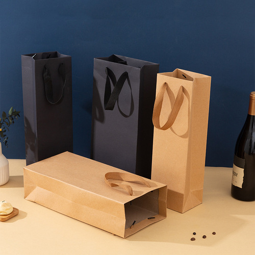 Red Wine Handheld Bag Packaging Paper Box Single Double Wine Gift Paper Bag 2 Pieces Set Ideal Gift