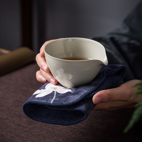 Zen thickened cotton and linen tea towel, absorbent tea cloth, kung fu tea set, towel rag, tea mat, tea table, tea mat accessories, painted