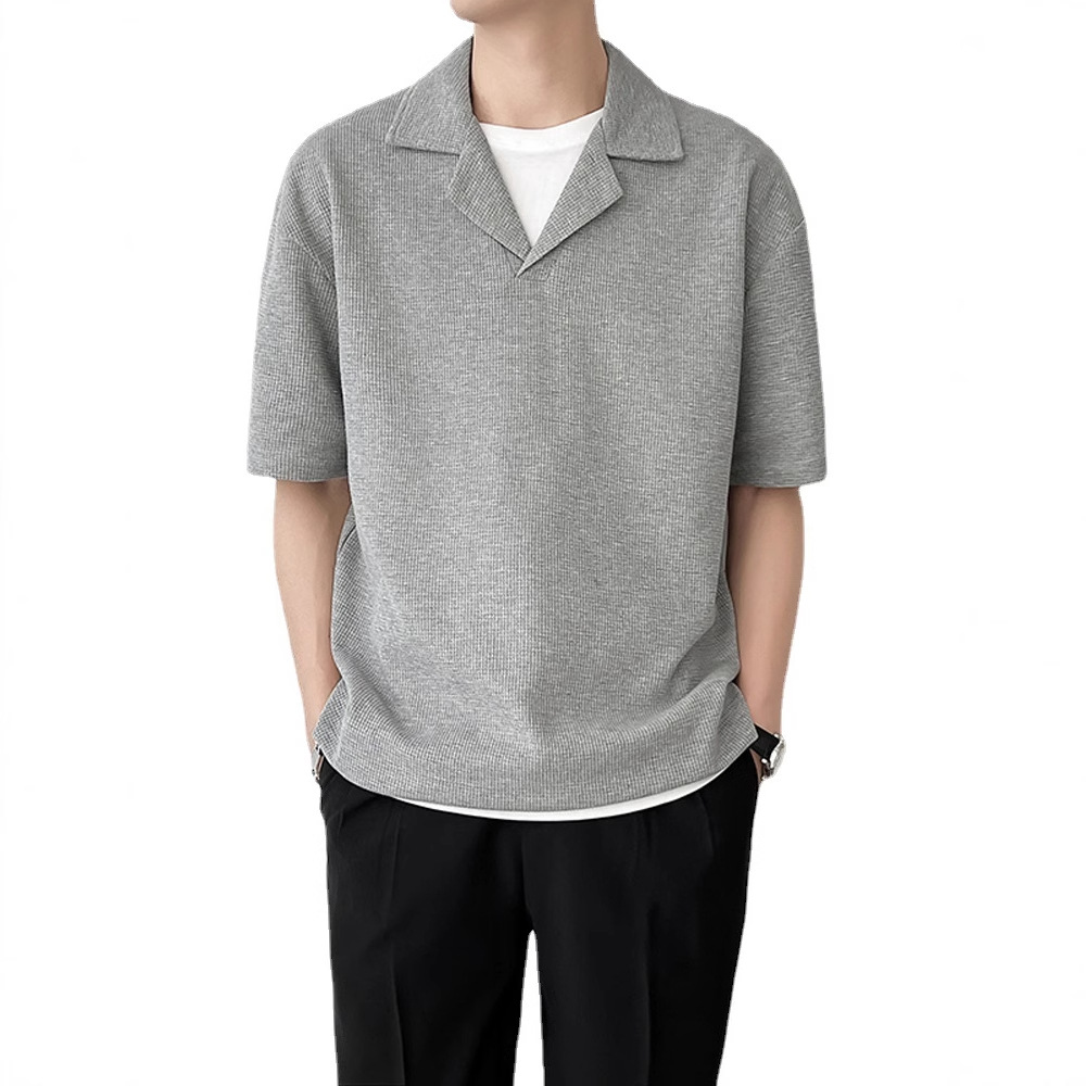 Camisa de cuello cubano cocida ligera de manga corta para hombres marca de moda nicho diseño ropa para hombres 2022 nuevo estilo estilista ropa interior