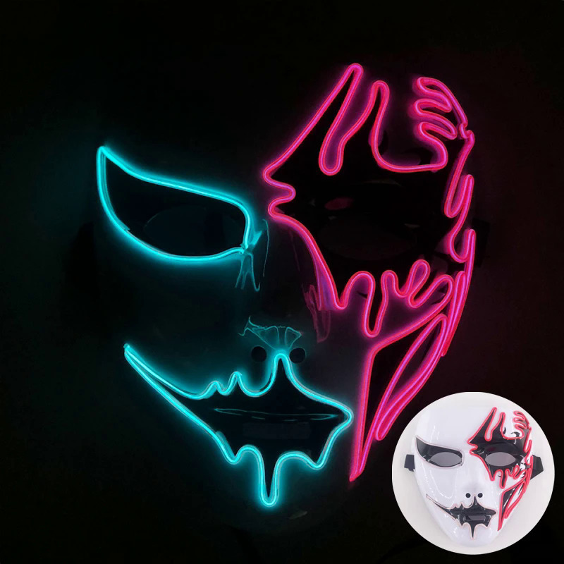 Máscara LED Luminosa de Halloween de Plástico Pintada a Mano para Fiesta