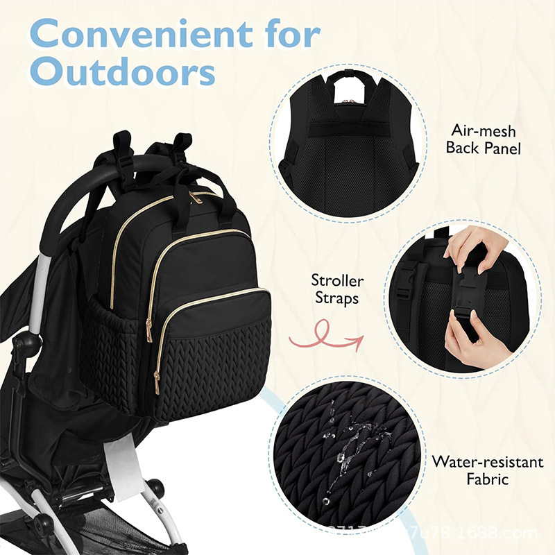 Amazon Hot Sale Pañales Mochilas Big Baby Bags Pañales de viaje Quilted Mochilas con almohadillas de pañales