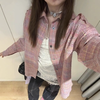 POLO领衬衫女春秋新款韩版甜美减龄宽松学院休闲时尚长袖上衣外套