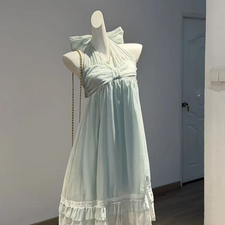 Unheard of Flower Name: New Summer Style with Vintage Design, Aqua Nana Wears a Sweet Halter-Neck Dress
