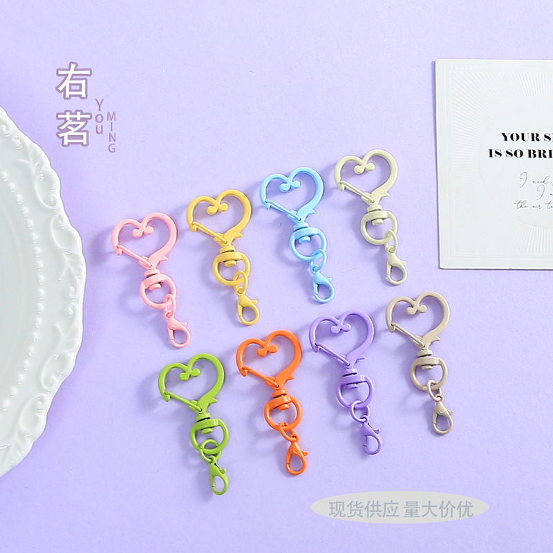 Colorful Painted Heart-Shaped 303 Lobster Clasp Keychain Connector DIY Jewelry Accessory Materials Pendant Decoration Wholesale