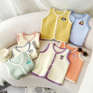 Children's Autumn and Winter New Baby Cotton Vest Boys and Girls Warm Vest Small and Medium-Sized Kidsren's Inner Wear Vest Kidsren's Clothing Cotton