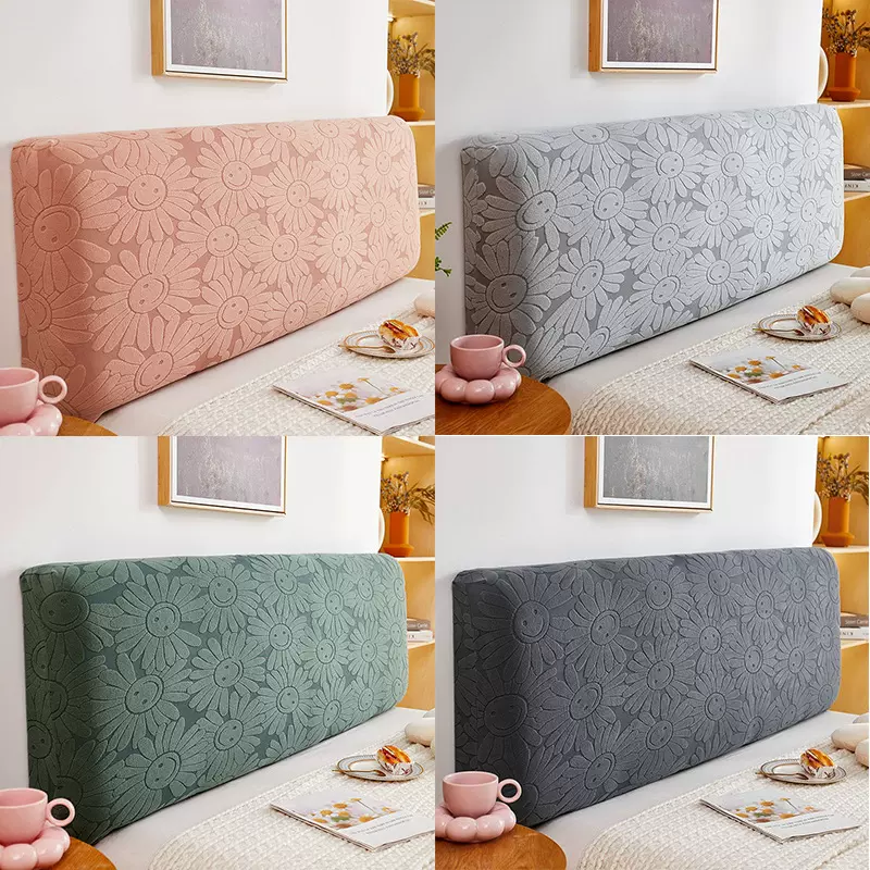 新款上市简约现代全包通用床头罩 太阳花提花弹力床头软包防尘罩