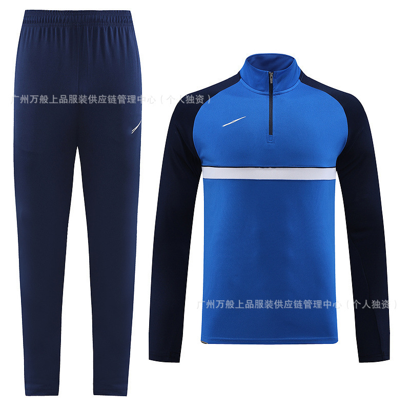 NB半拉链冬装长袖长裤套装训练俱乐部基础足球服球衣长拉logo外贸|undefined