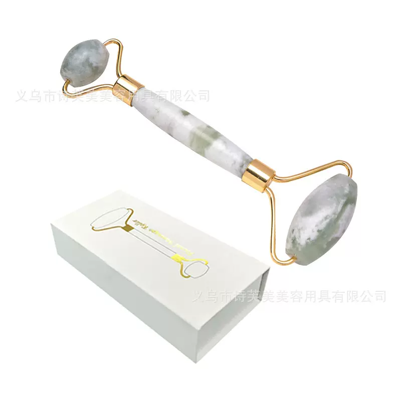 新款玉石滚轮按摩器岫玉南方玉甲翠脸部面部美容棒玉推美容器