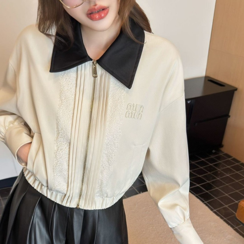 高版本【深圳南油】miu系气质时尚减龄少女风夹克芭蕾风蕾丝拼接|undefined