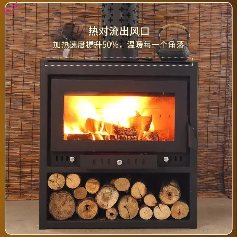 燃木真火壁炉家用别墅民宿商用铸铁取暖器室内柴火炉装饰壁炉取暖