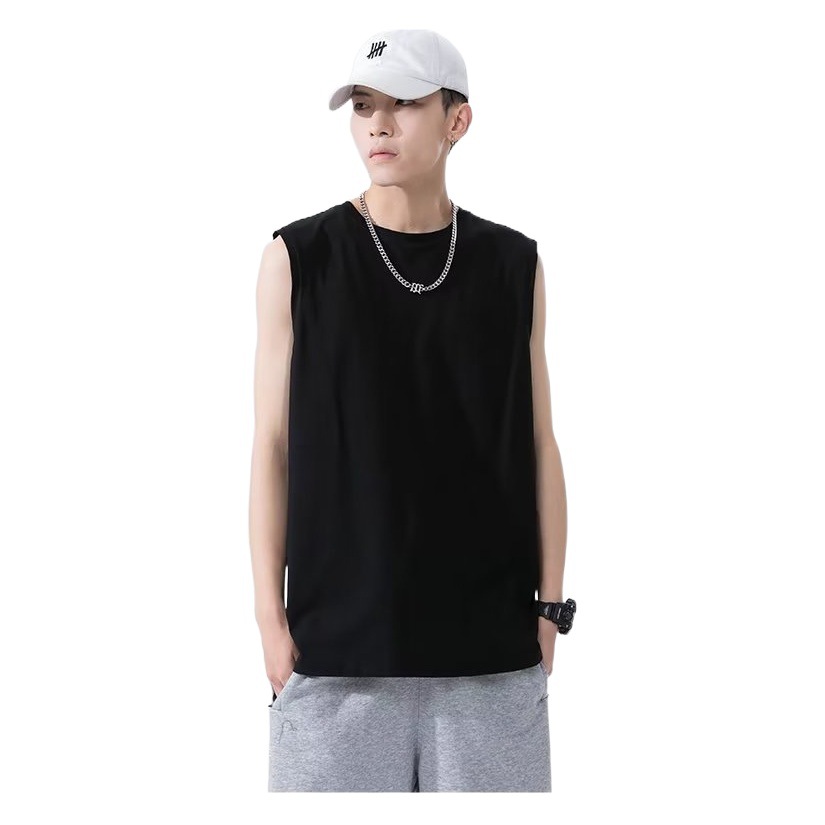 Chaleco de algodón puro para hombre, camiseta interior de verano, top sin mangas para uso exterior o interior, transpirable para adolescentes, fitness y correr.
