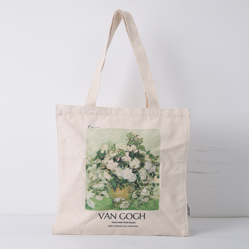 简约设计帆布袋时尚通勤印花斜挎单肩棉布袋百搭手提袋购物袋可定