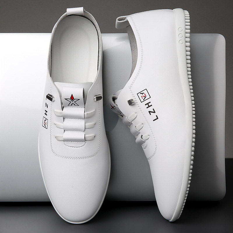 New Men's Breathable Korean Casual Shoes With Soft Sole And Soft Surface, Versatile Anti Slip White Shoes_vogvips.com