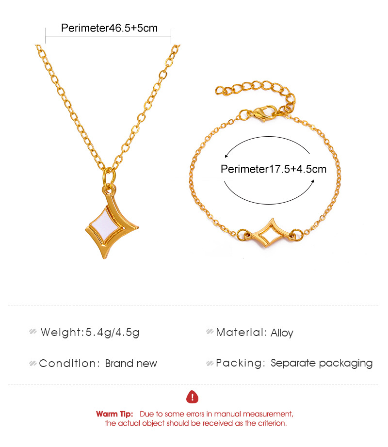 Korean Ins Style Rhombus Necklace Set Retro Internet Hot Metal Geometry Bracelet Special-interest Design Fashion Accessories For Women display picture 1