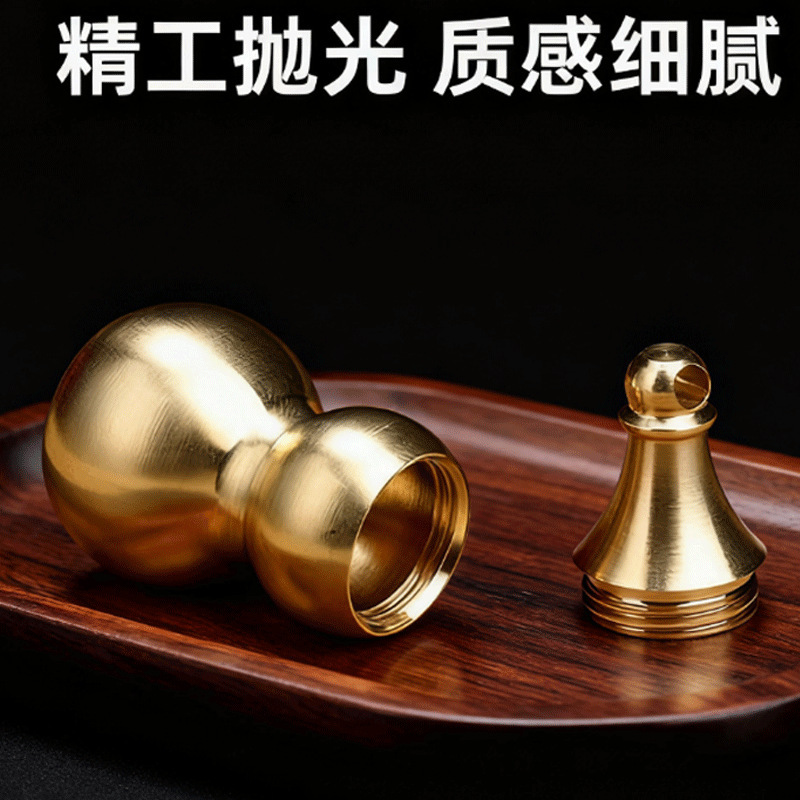 Hollow Gourd Ornament Pure Brass Gourd Home Long Handle Tilted Head Open Hole Open Lid Copper Metal Craft Pendant Hollow Gourd Ornament Pure Brass Gourd Home Long Handle Tilted Head Open Hole Open Lid Copper Metal Craft Pendant