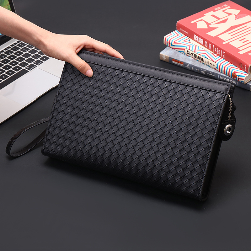 Men's Clutch Bag Woven Pattern Clutch Men's Clutch Bag Large Capacity Business Casual Clutch Bag Envelope Bag File Bag