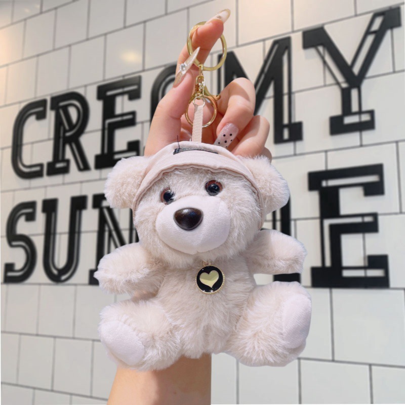 漫画帽子クマキーホルダーぬいぐるみペンダントかわいいクマ人形バッグペンダント人形クレーン人形小さなギフト|undefined