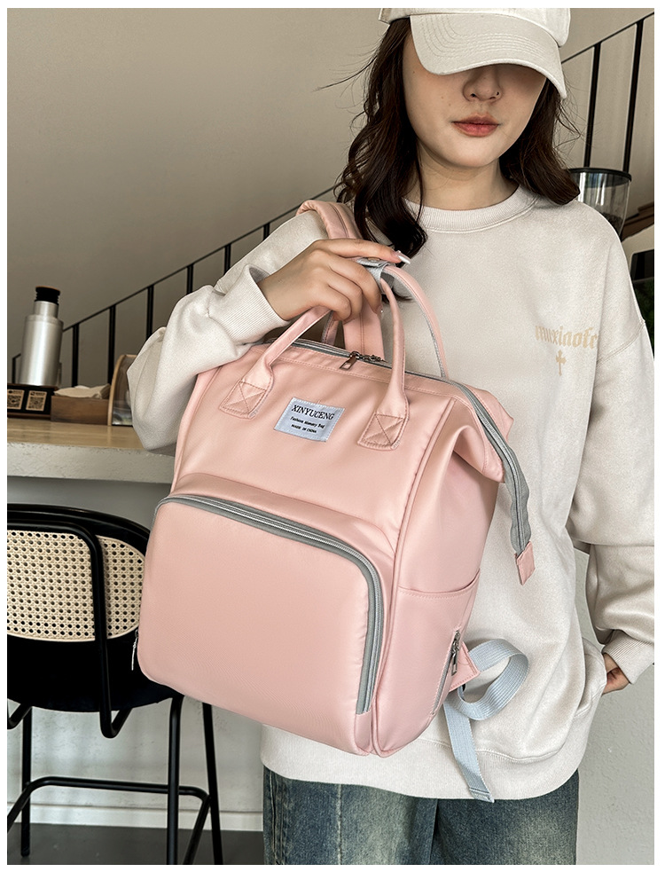 Solid-color lightweight mom bag, a backpack for taking kids out, multi-functional large-capacity mother and baby bag for girls undefined