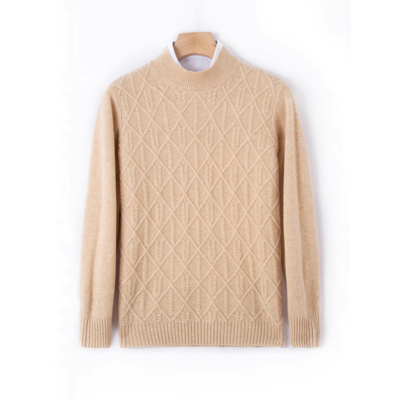 Men's Merino Wool Sweater Half Turtle Collar Solid Color Casual Sweater Bottoming Shirt Easy Care Classic Pullover