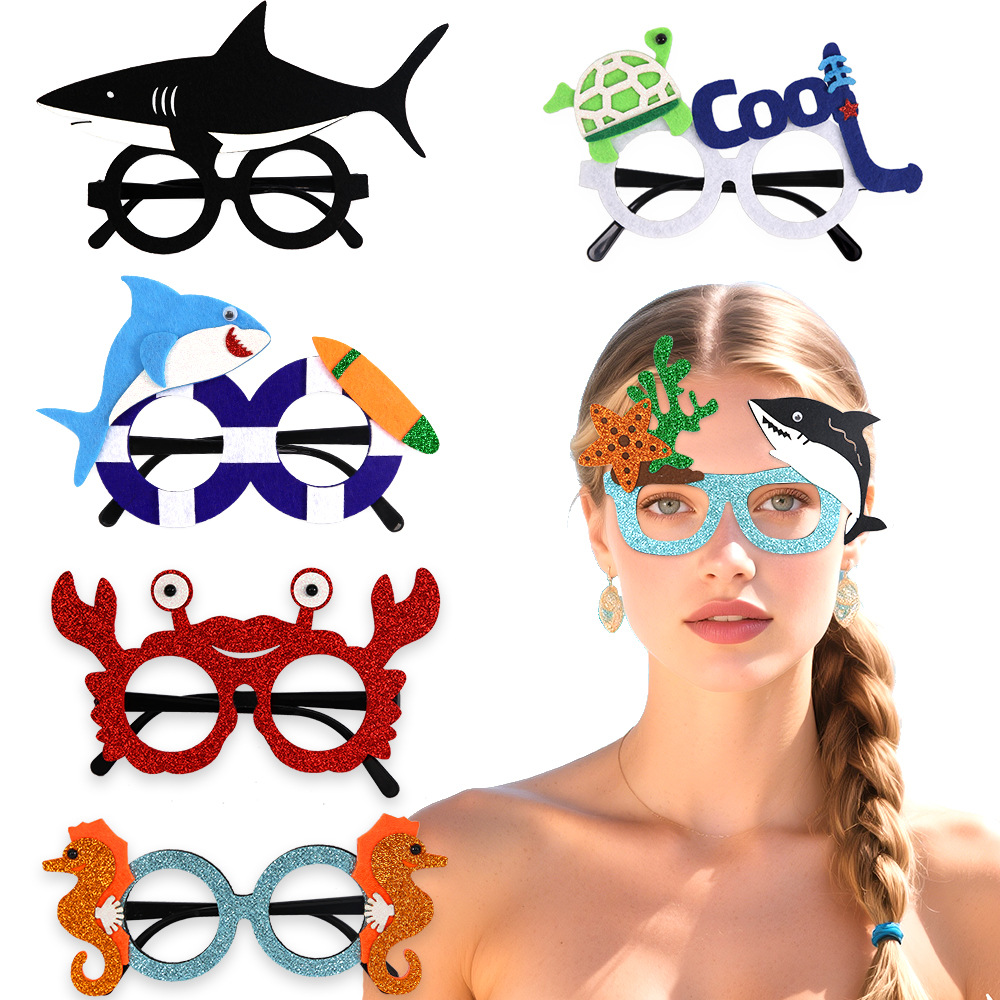 Nuevas gafas con temática del océano Mundo submarino Accesorios de fotografía de dibujos animados para niños Shark Tortuga Gafas de fiesta de cumpleaños