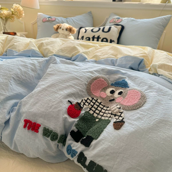 Mr.-Milk blue and yellow [super soft washed cotton/soft, skin-friendly and non-pilling]