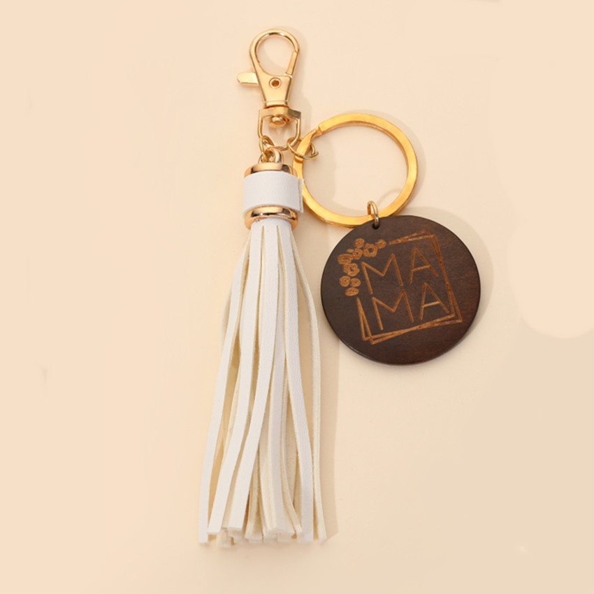 17g Weight Keychain Classification 1 Piece Quantity Casual, Holiday, Daily Occasion Pu Leather Material Mother'S Day Festival Letter, Tassel Pattern Unisex Gender Modern Style Style Modern Style Letter Tassel Pu Leather Mother'S Day Unisex Keychain 3