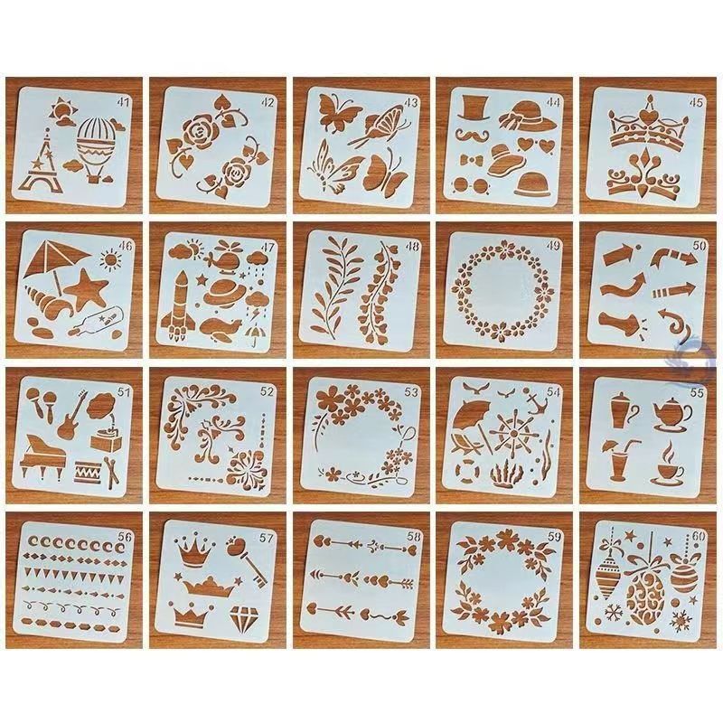 国境を越えたアマゾンの花新しいスプレー型中空絵画テンプレート手描きスプレー塗装花と草のパターン動物|undefined