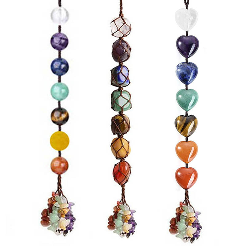 Natural irregular stone pendant heart-shaped crystal stone Car pendant life tree dream catcher handmade