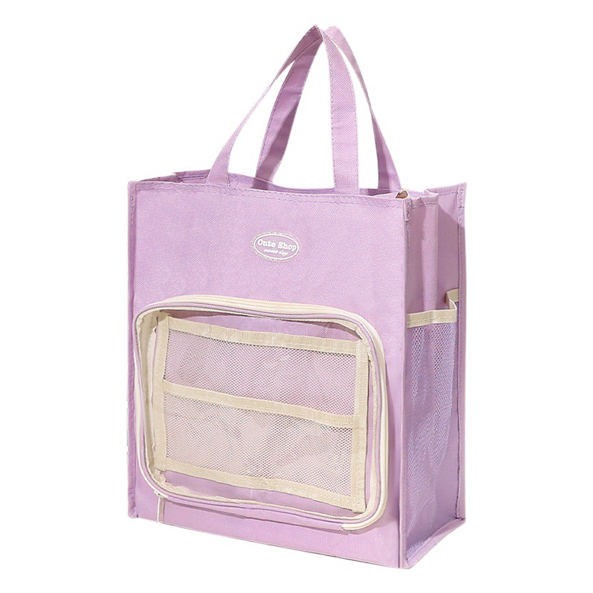 Bolsa de mano de gran capacidad para estudiantes de secundaria, bolsa de estudio especial para estudiantes de PVC, bolsa de archivo de lienzo