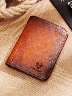 (Cross-border trading), (Wholesale), wallet, leather short ultra thin gift box, cowhide, genuine leather