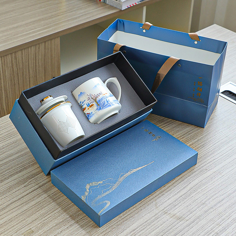 ティーカップ陶磁器茶水分離水カップ泡カップ事務カップ個人カップフィルターマグカップ付きお土産ロゴ|undefined