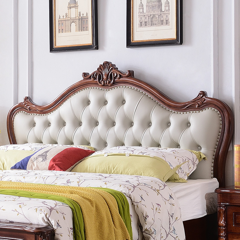 美式輕奢實木床現代簡約1.8米雙人床主臥1.5m婚床軟包儲物2米大床